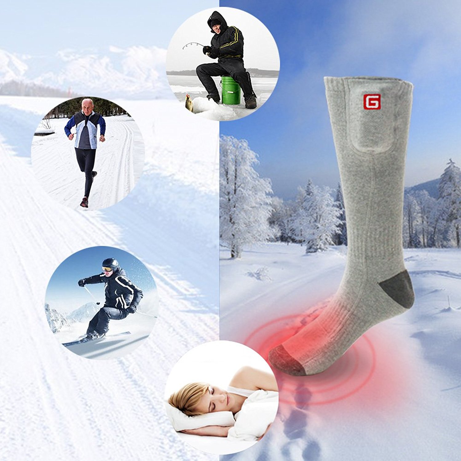 Global Vasion Rechargeable Battery Heated Socks - Electric Socks